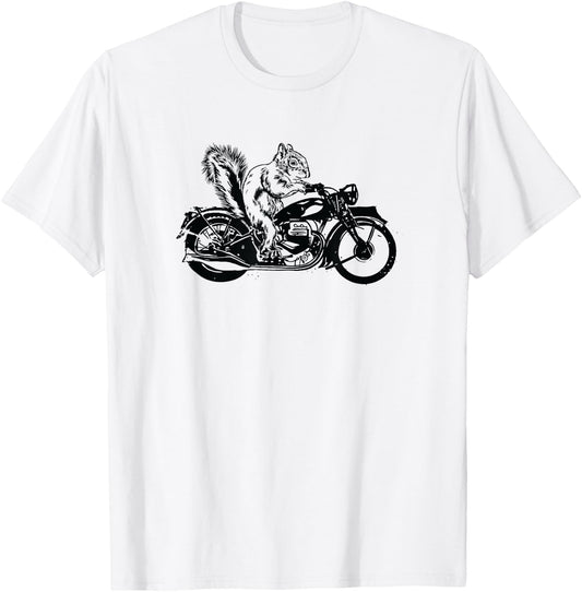Squirrel Biker Design - For Squirrel Lovers T-Shirt - T-Shirt | White
