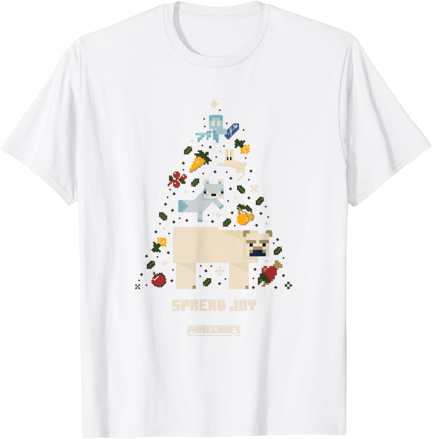 Minecraft Christmas Spread Joy Xmas Tree Group Shot T-Shirt - T-Shirt | White