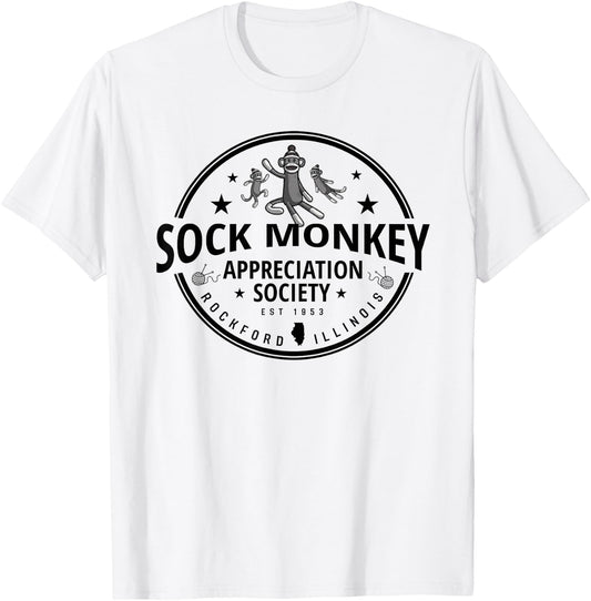 Sock Monkey Appreciation Society Funny Sock Monkey T-Shirt - T-Shirt | White