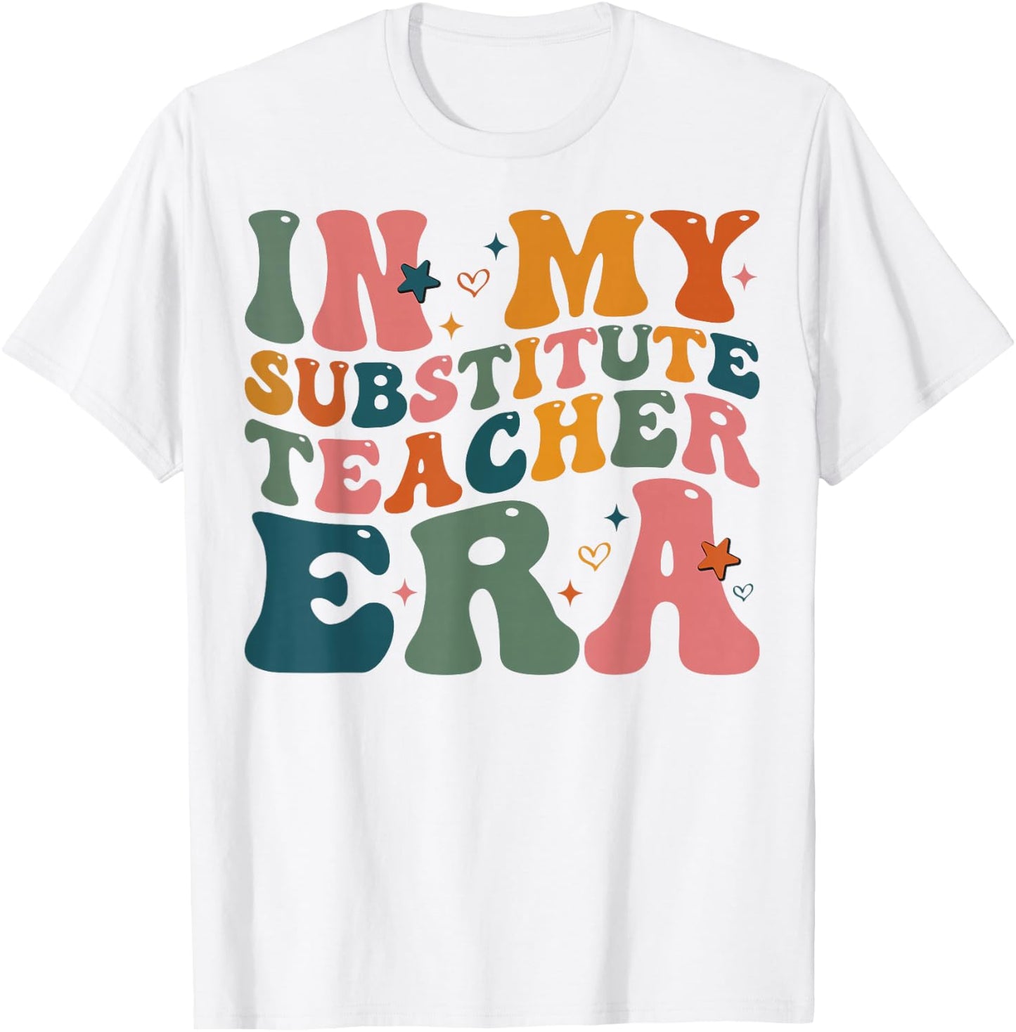 In My Substitute Teacher Era groovy Retro Back To School T-Shirt - T-Shirt | White