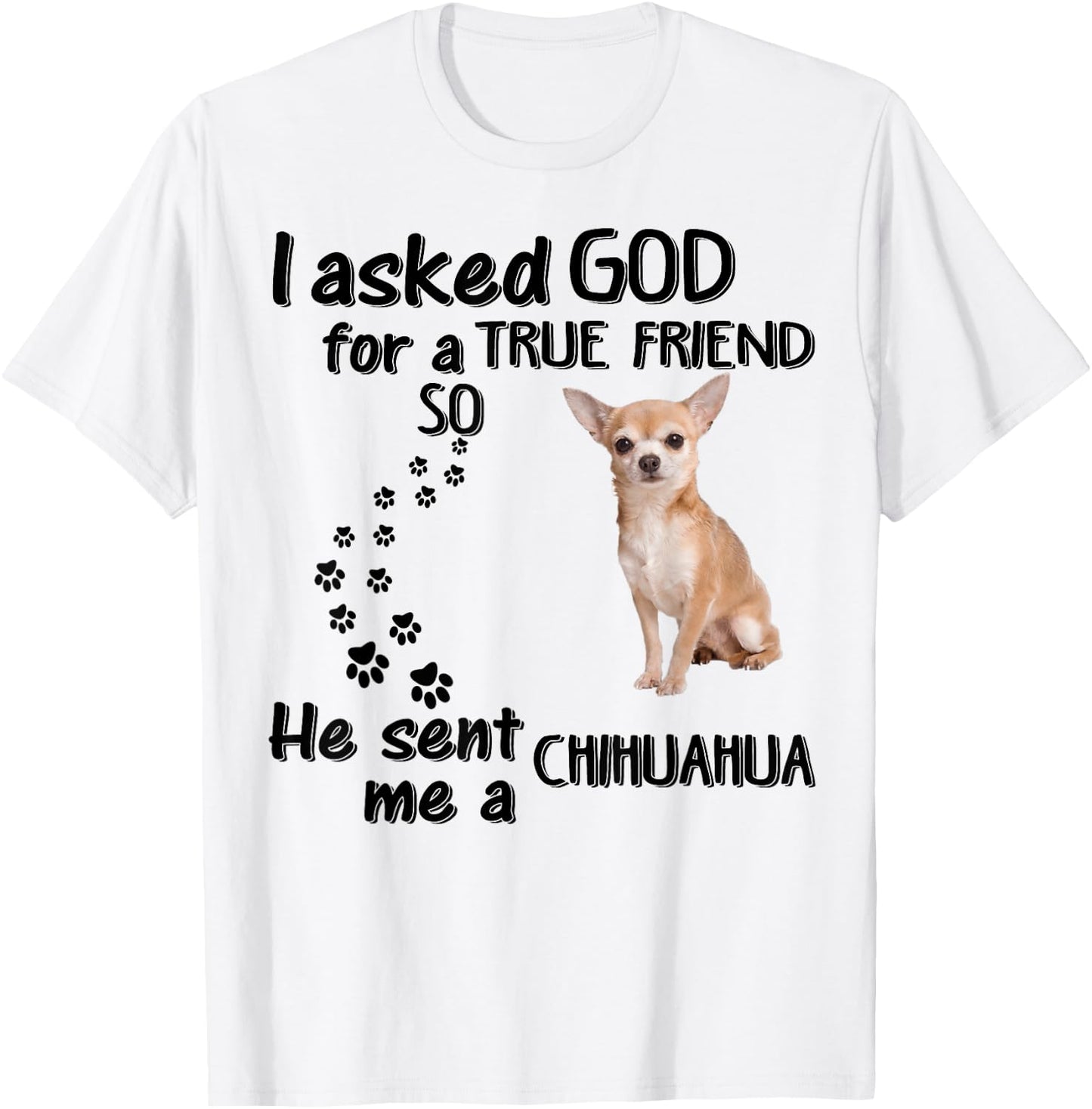 I Asked God For True Friend So He Sent Chihuahua T-Shirt - T-Shirt | White
