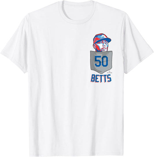 Mookie Betts Los Angeles Baseball Pocket MLBPA T-Shirt - T-Shirt | White