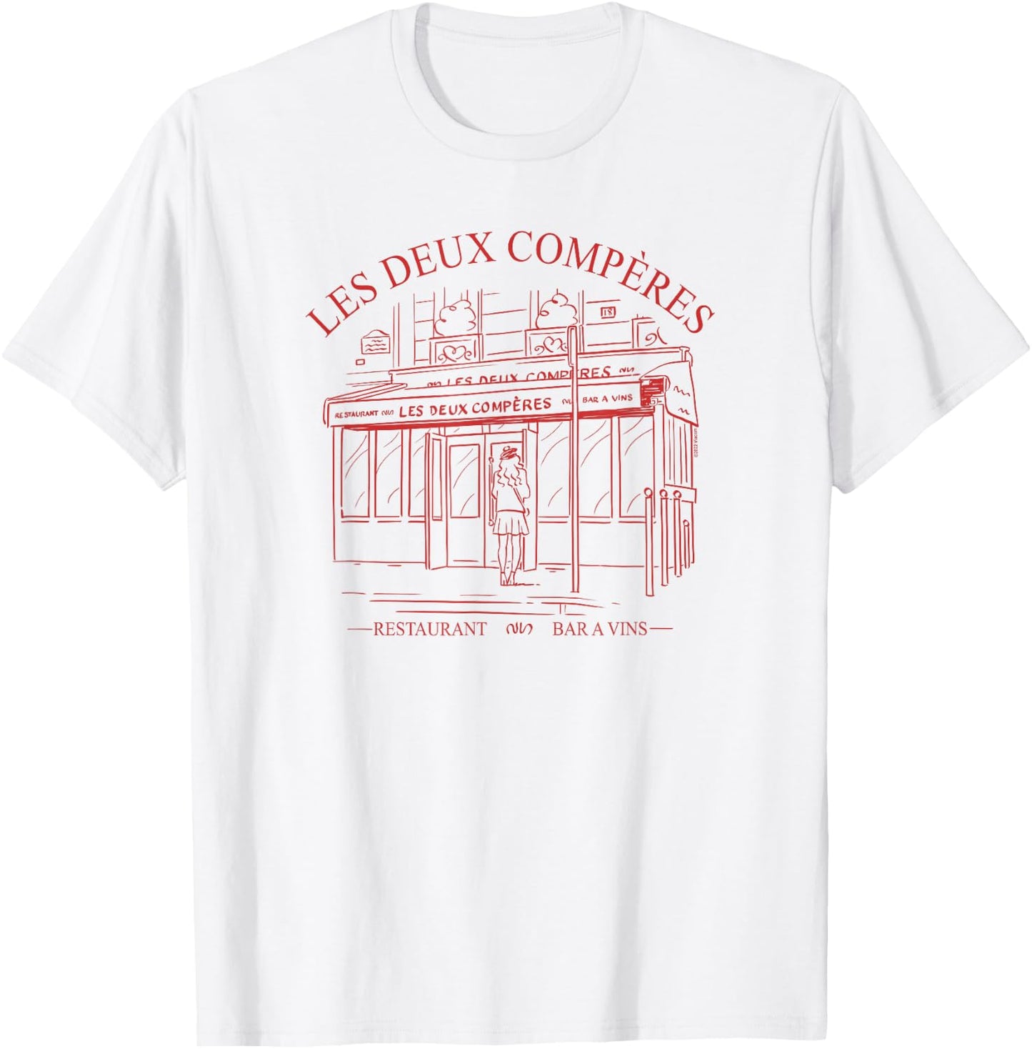 Emily in Paris Les Deux Compères Restaurant Outline Portrait T-Shirt - T-Shirt | White