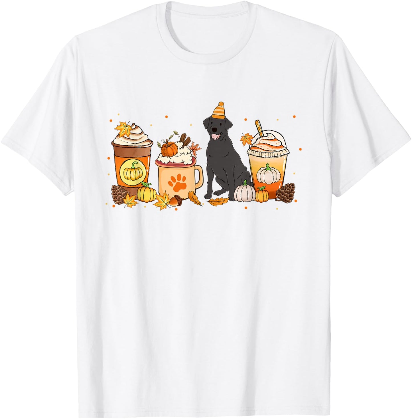 Labrador Retriever Coffee Pumpkin Spice Fall Thanksgiving T-Shirt - T-Shirt | White
