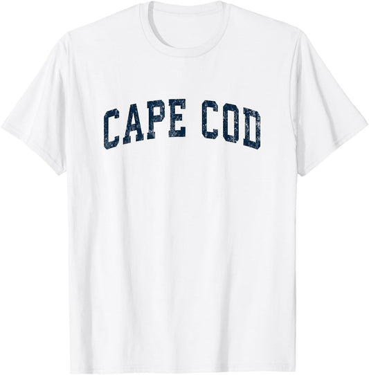 Cape Cod Massachusetts MA Vintage Sports Design Navy Design T-Shirt - T-Shirt | White