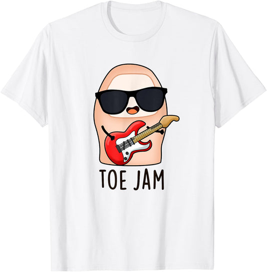 Toe Jam Funny Music Pun T-Shirt - T-Shirt | White