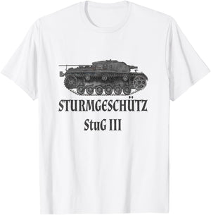 WW2, storm protection III, StuG III, army, Germany tank T-Shirt - T-Shirt | White
