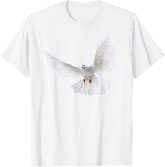 Beautiful Flying Peaceful White Dove Photo Silhouette T-Shirt - T-Shirt | White