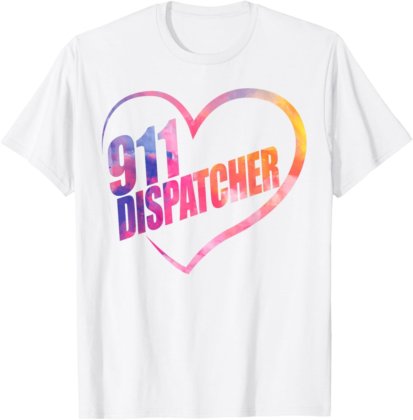 911 Dispatcher Thin Gold Yellow Line Heart 911 Dispatcher T-Shirt - T-Shirt | White