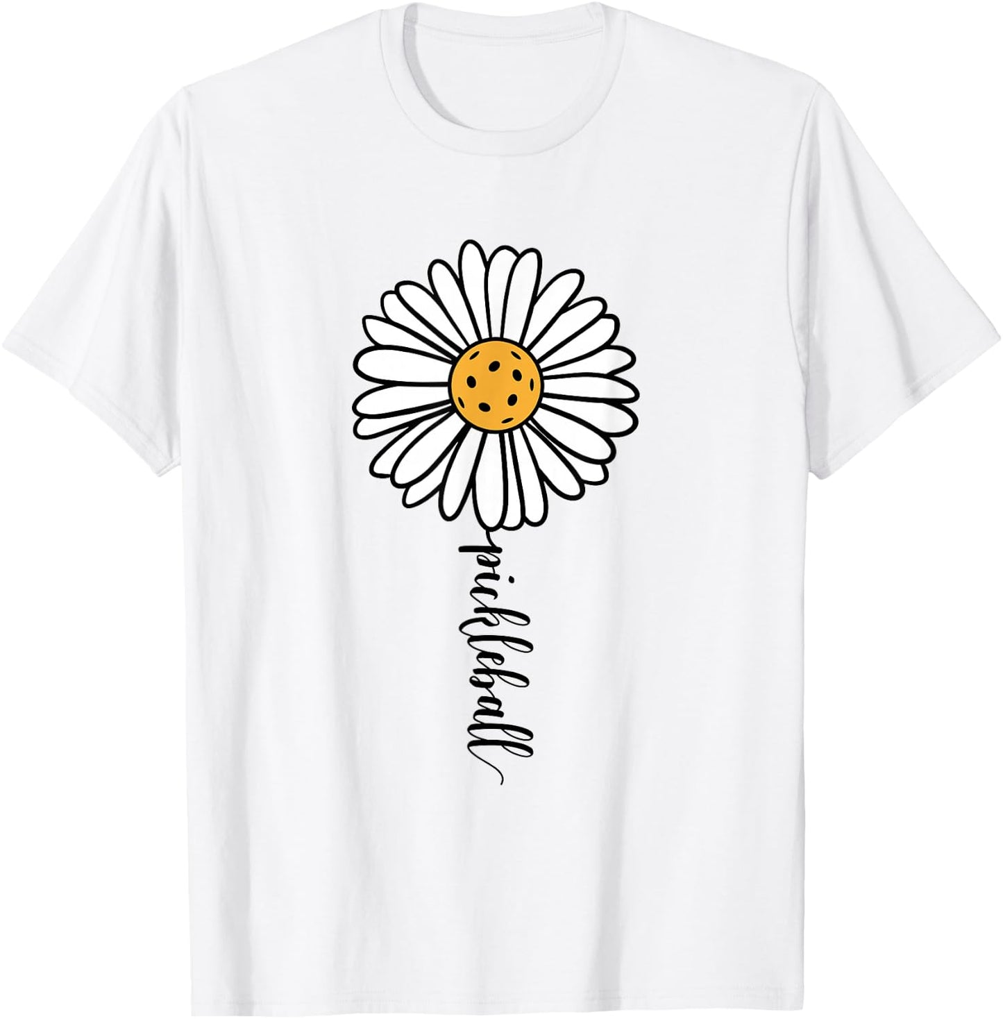 Pickleball Daisy Flower T-Shirt - T-Shirt | White