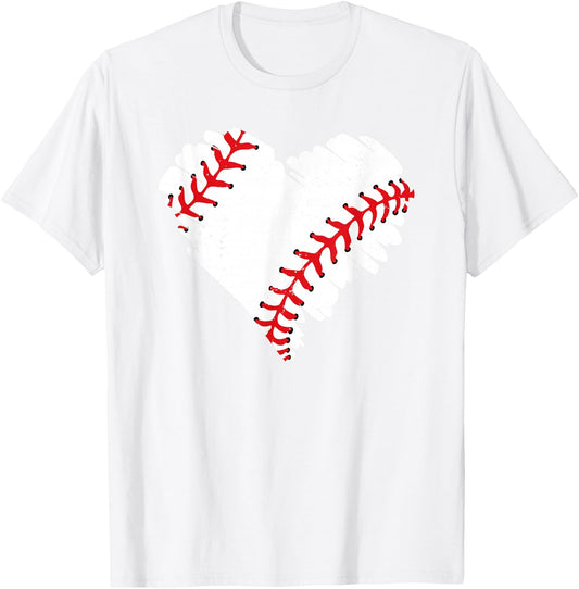 Orange Baseball Heart T-Shirt - T-Shirt | White