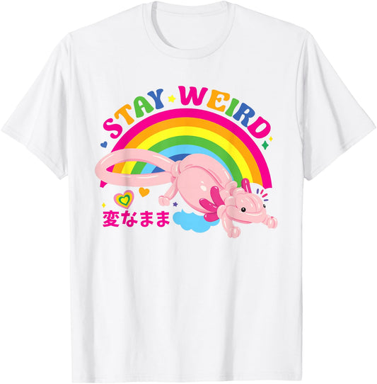 Kidcore Clothes Balloon Axolotl Aesthetic Decora Stay Weird T-Shirt - T-Shirt | White