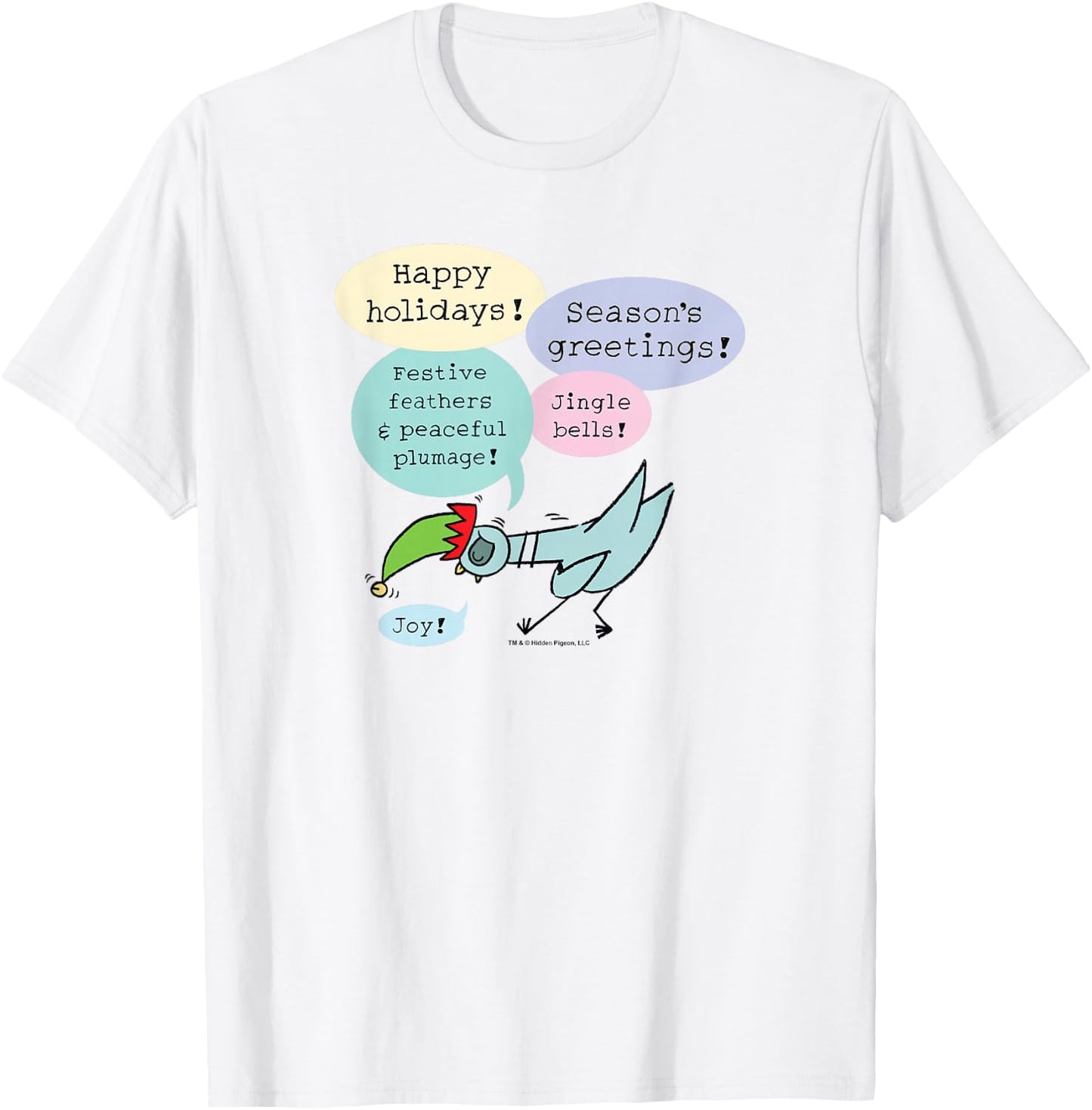 The Pigeon Seasons Greetings Christmas Pigeon T-Shirt - T-Shirt | White