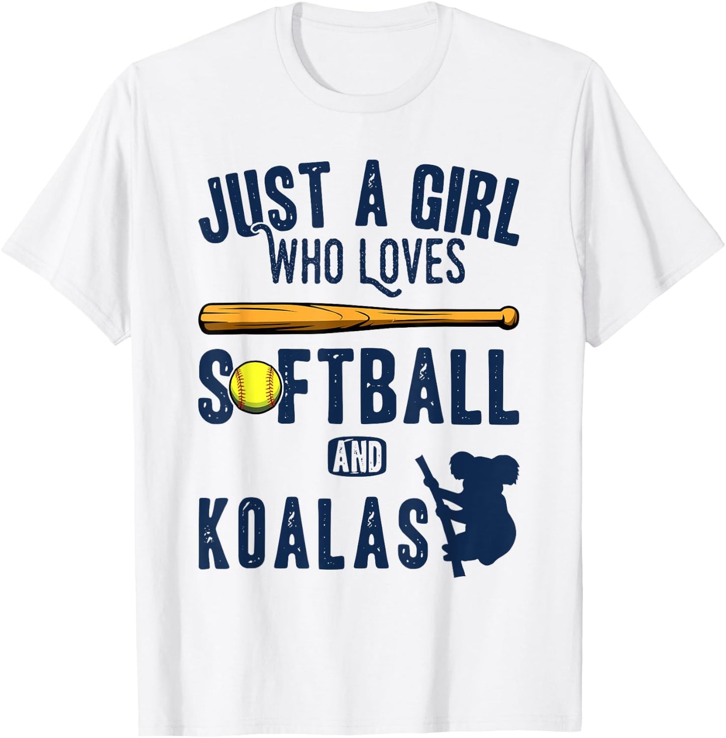 Just a girl who loves Koalas and softball kids funny saying T-Shirt - T-Shirt | White