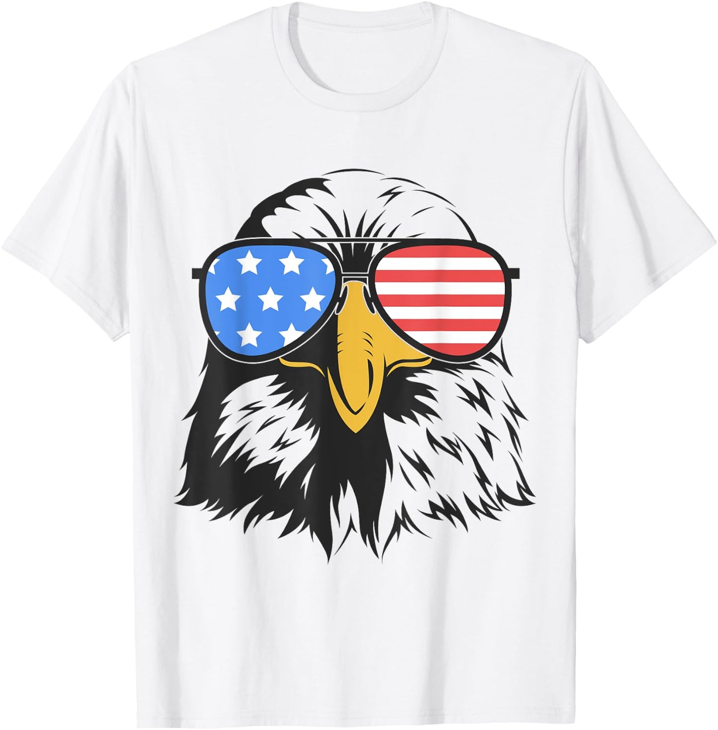 4th of July Bald Eagle in Sunglasses American Flag Freedom Kids Men T-Shirt - T-Shirt | White