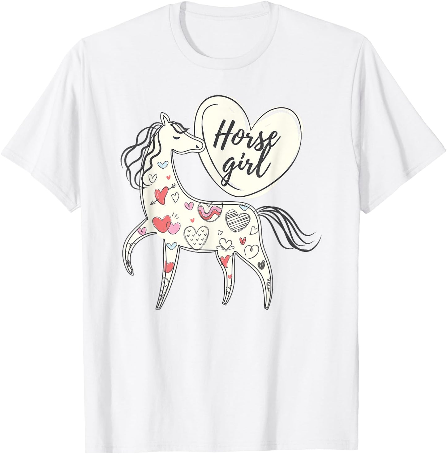 Horse girl horse lover big loveheart pretty heart cool girls T-Shirt - T-Shirt | White