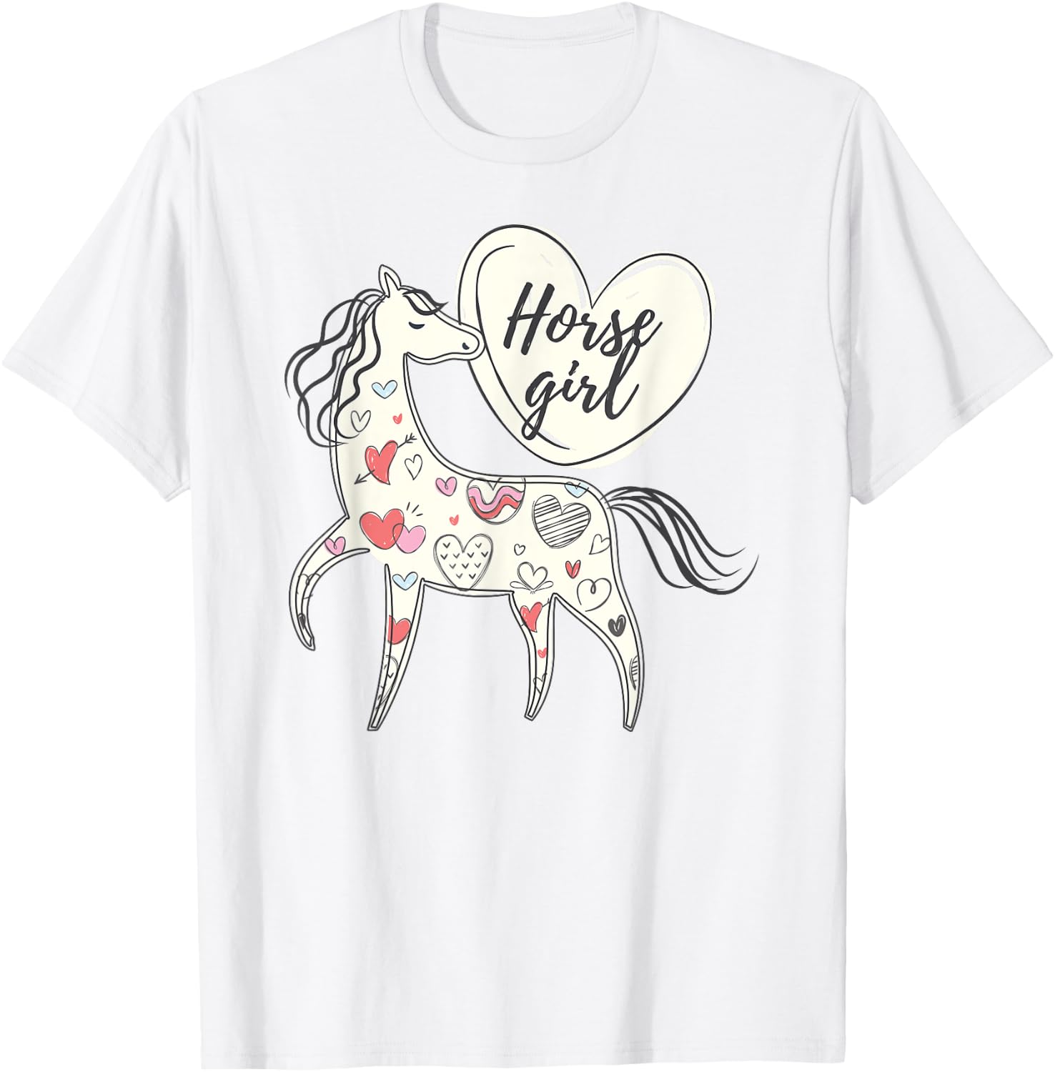 Horse girl horse lover big loveheart pretty heart cool girls T-Shirt - T-Shirt | White