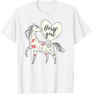 Horse girl horse lover big loveheart pretty heart cool girls T-Shirt - T-Shirt | White