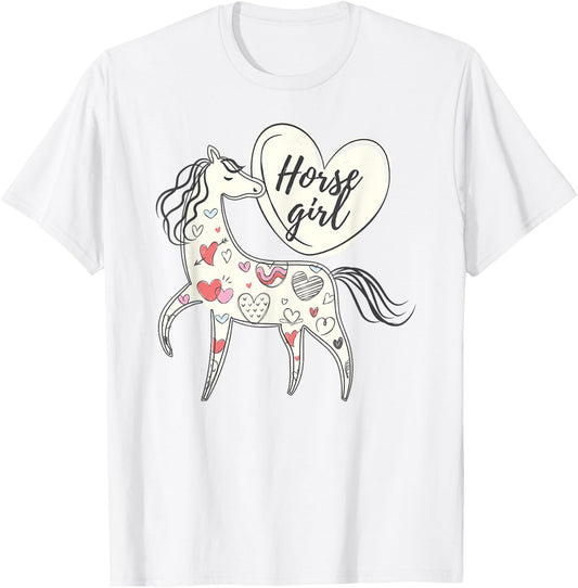 Horse girl horse lover big loveheart pretty heart cool girls T-Shirt - T-Shirt | White