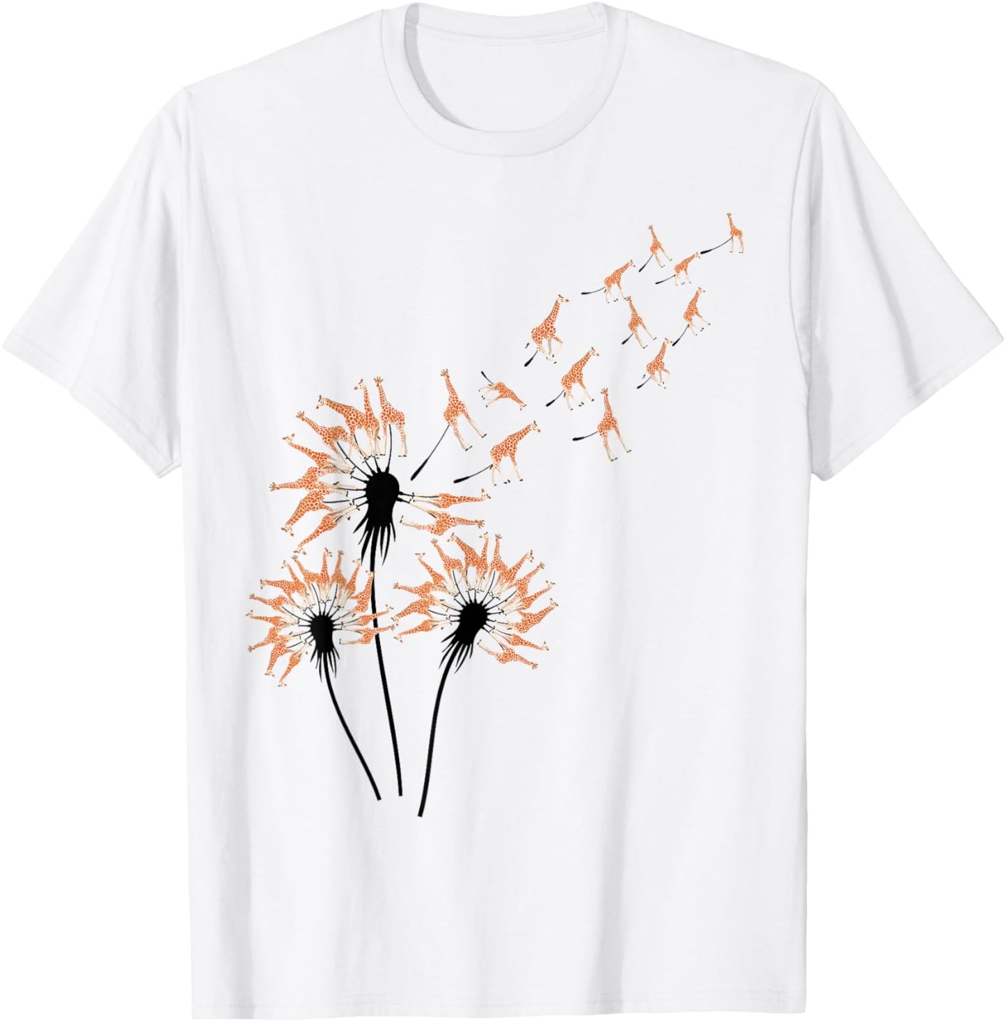 Dandelion Giraffes for Giraffe Lover | Giraffe T-Shirt - T-Shirt | White