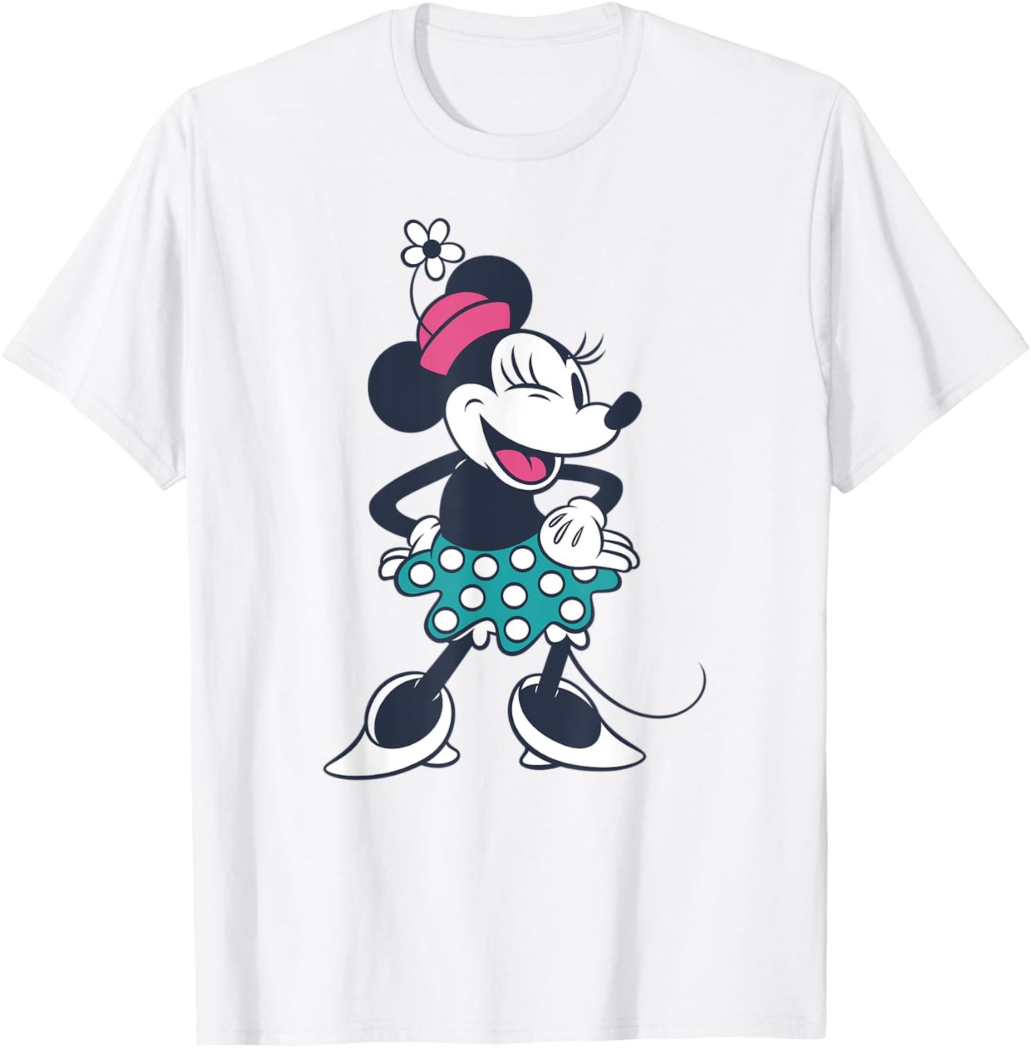 Amazon Essentials Disney Standing and Winking Retro Minnie T-Shirt - T-Shirt | White