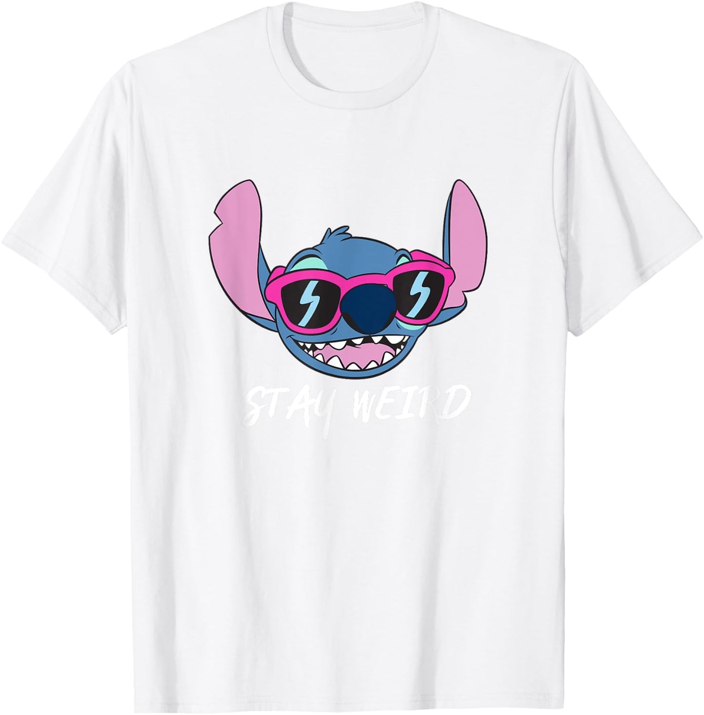 Disney Lilo & Stitch Stay Weird Stitch Cool Vibe Face Logo T-Shirt - T-Shirt | White