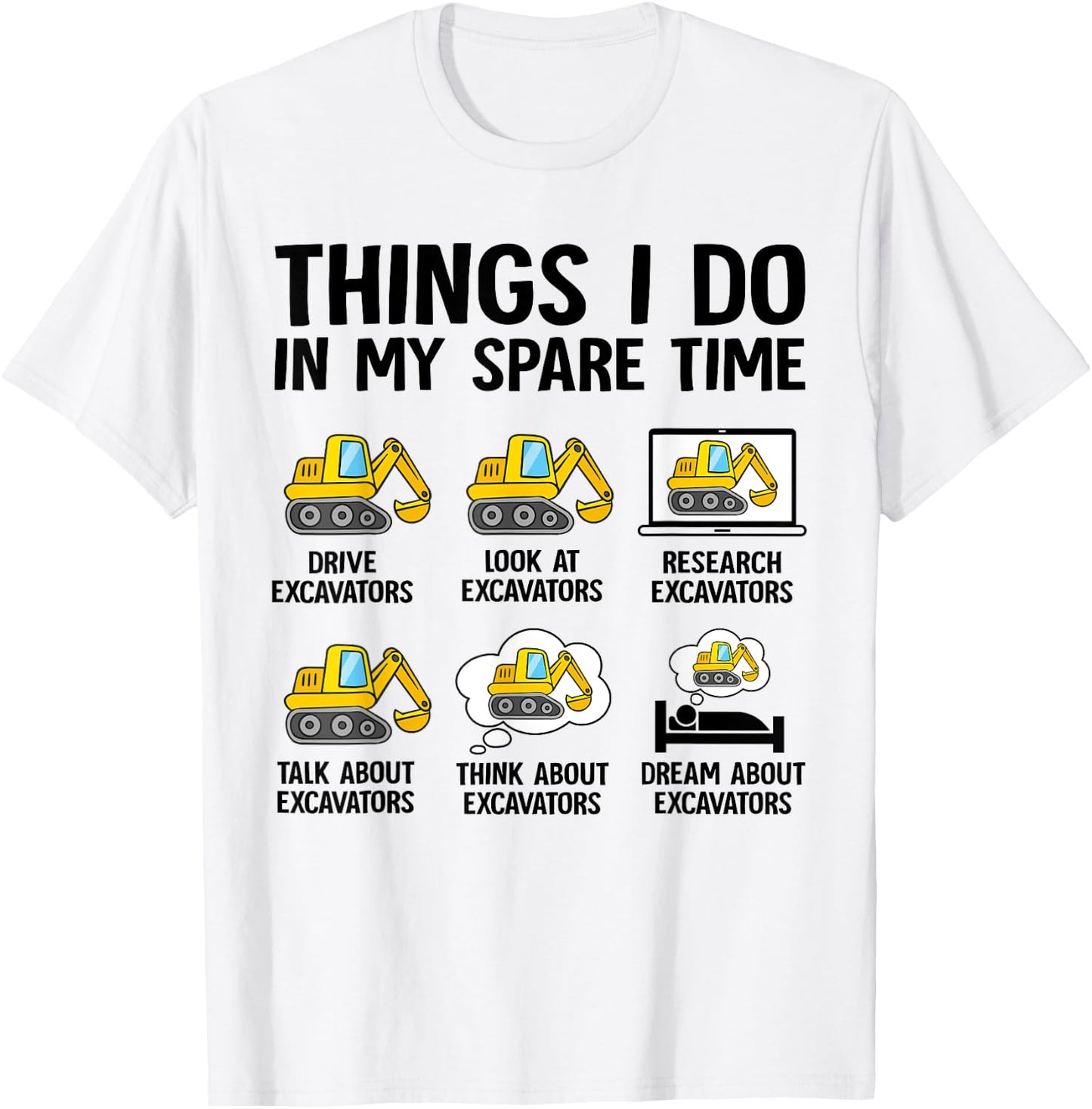 Things I Do In My Spare Time Excavator Construction Boy Kids T-Shirt - T-Shirt | White