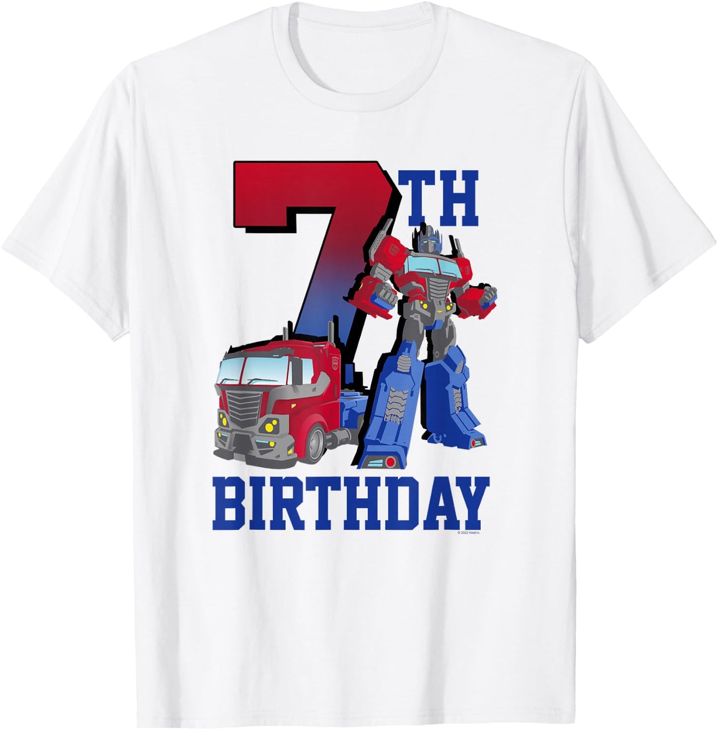 Transformers Optimus Prime 7th Birthday Gradient Fill Poster T-Shirt - T-Shirt | White