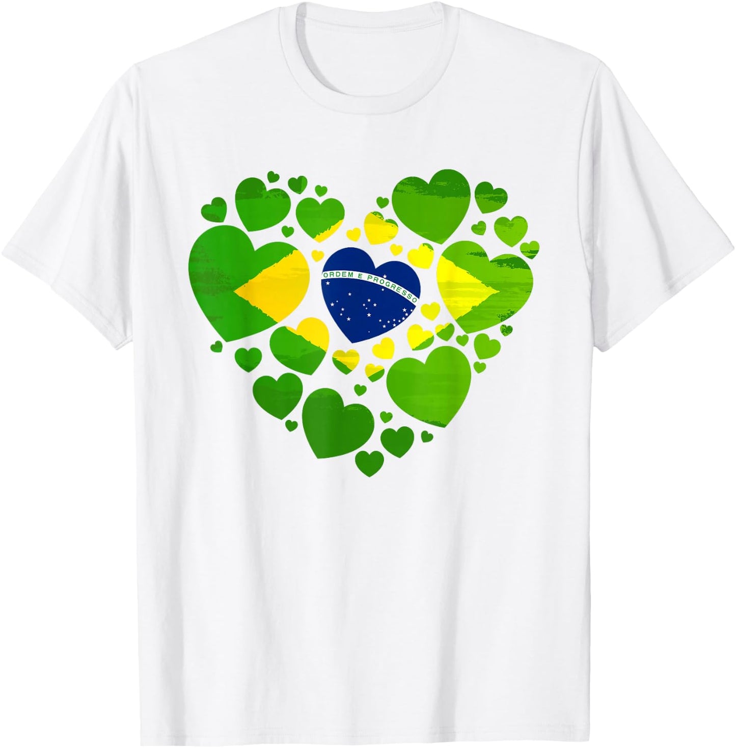 Brazilian Flag Heart Idea & Brazil Flag Heritage T-Shirt - T-Shirt | White