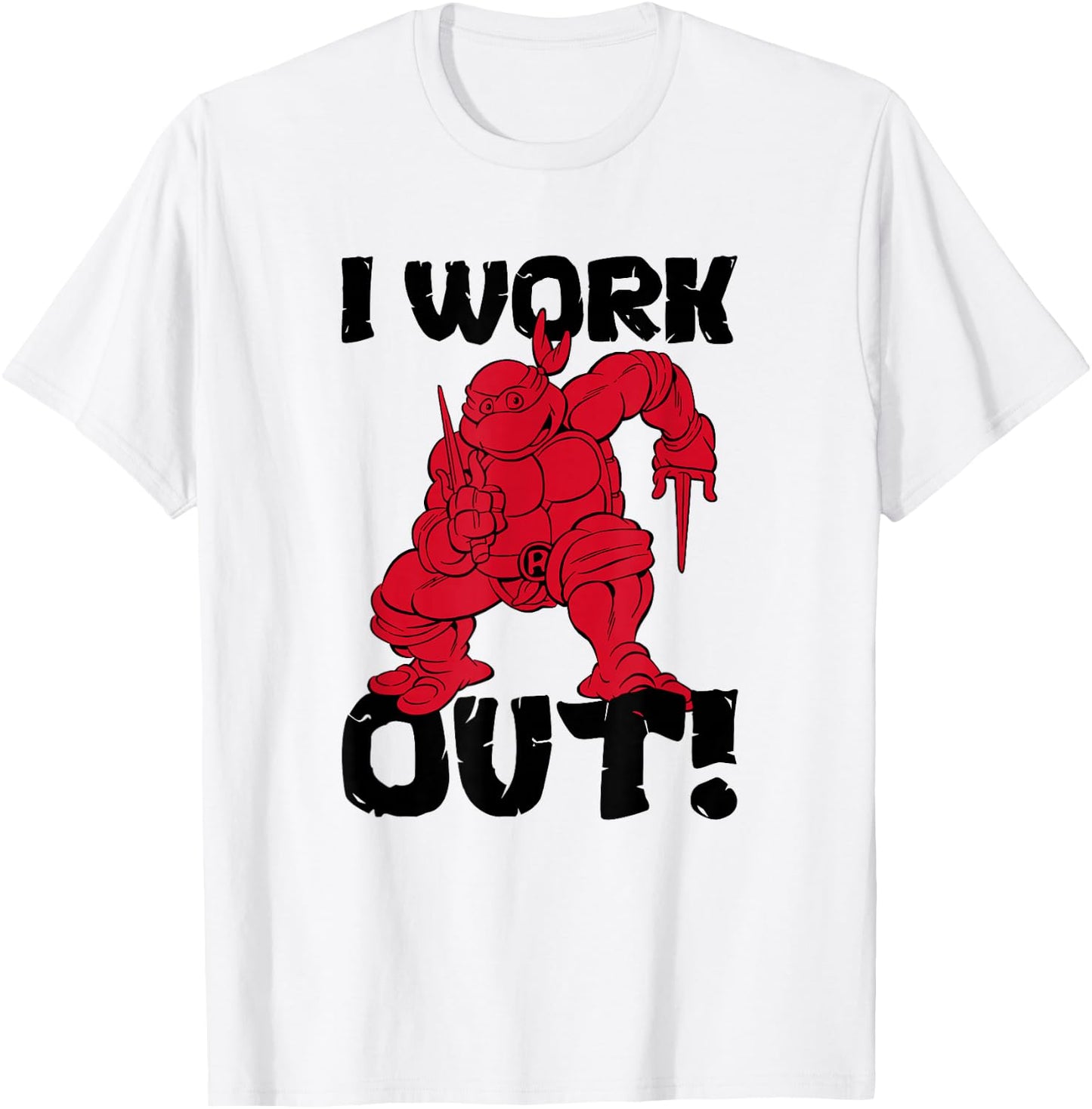 Teenage Mutant Ninja Turtles Raphael I Work Out Red Poster T-Shirt - T-Shirt | White