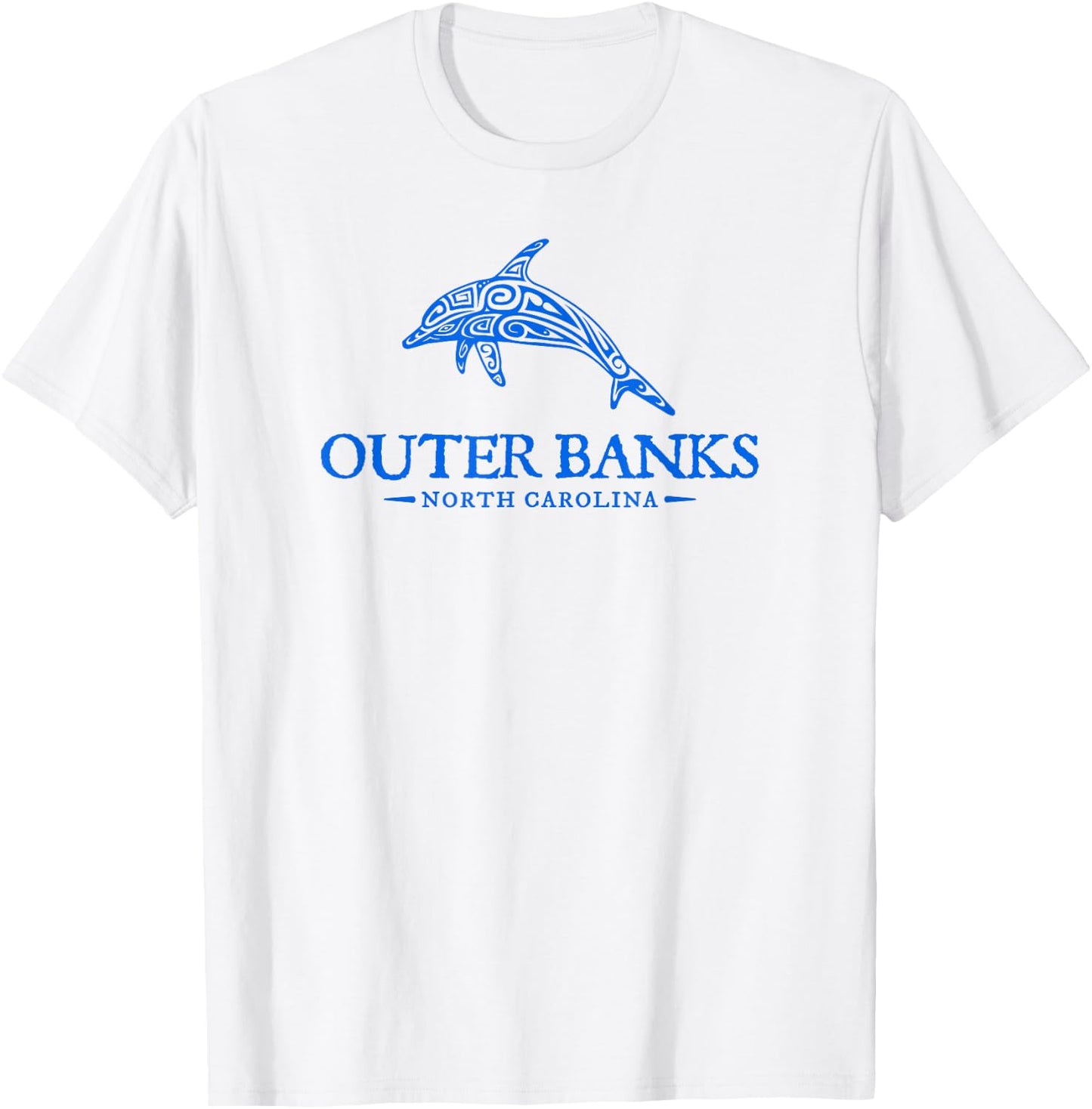 Outer Banks North Carolina Dolphin Retro Throwback Souvenir T-Shirt - T-Shirt | White