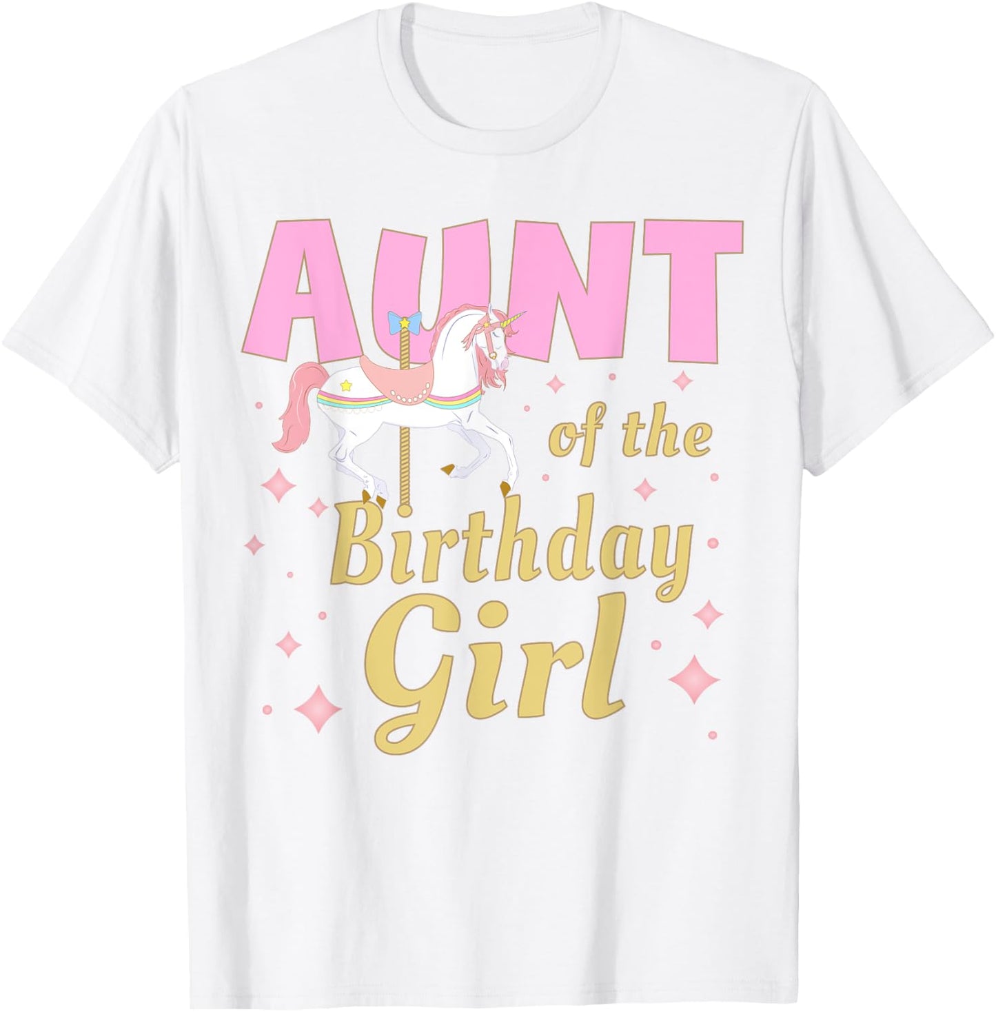 Aunt Carousel Party 1st First Birthday Girl Family Matching T-Shirt - T-Shirt | White
