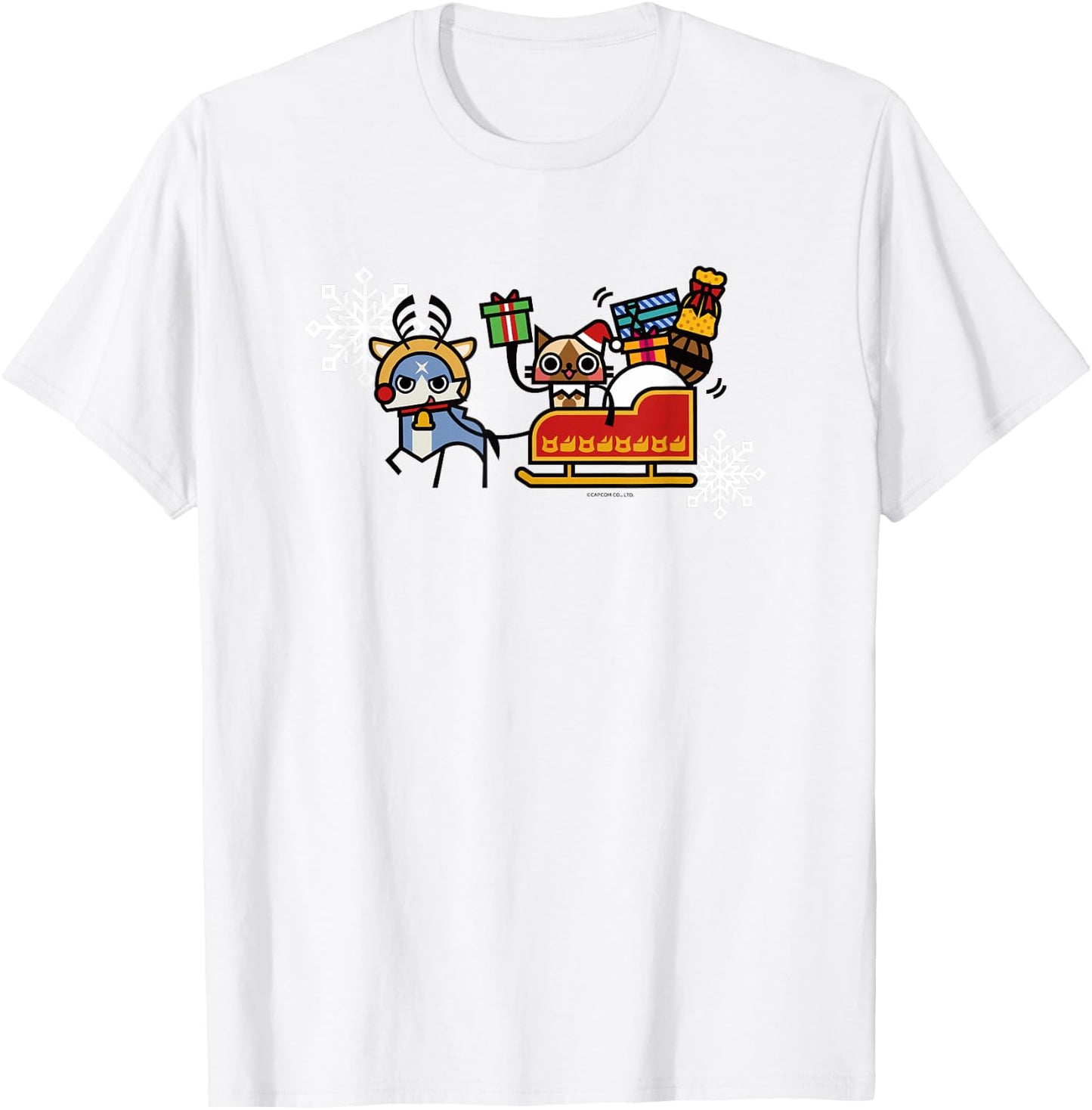 Monster Hunter Rise: Sunbreak Palamute＆Palico Christmas (A) T-Shirt - T-Shirt | White
