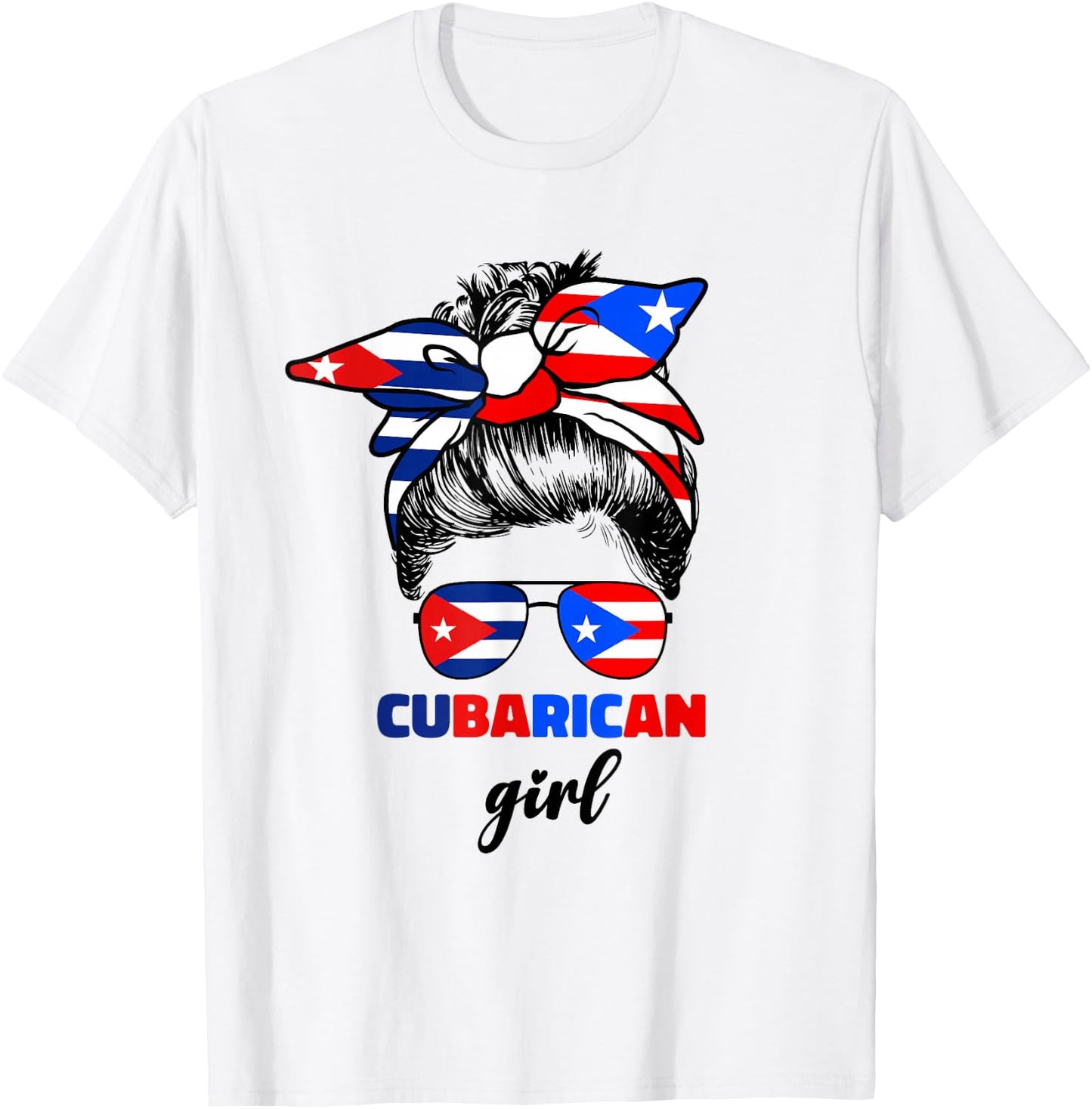 Half Cuban And Puerto Rican Rico Cuba Flag Cubarican Girl T-Shirt - T-Shirt | White