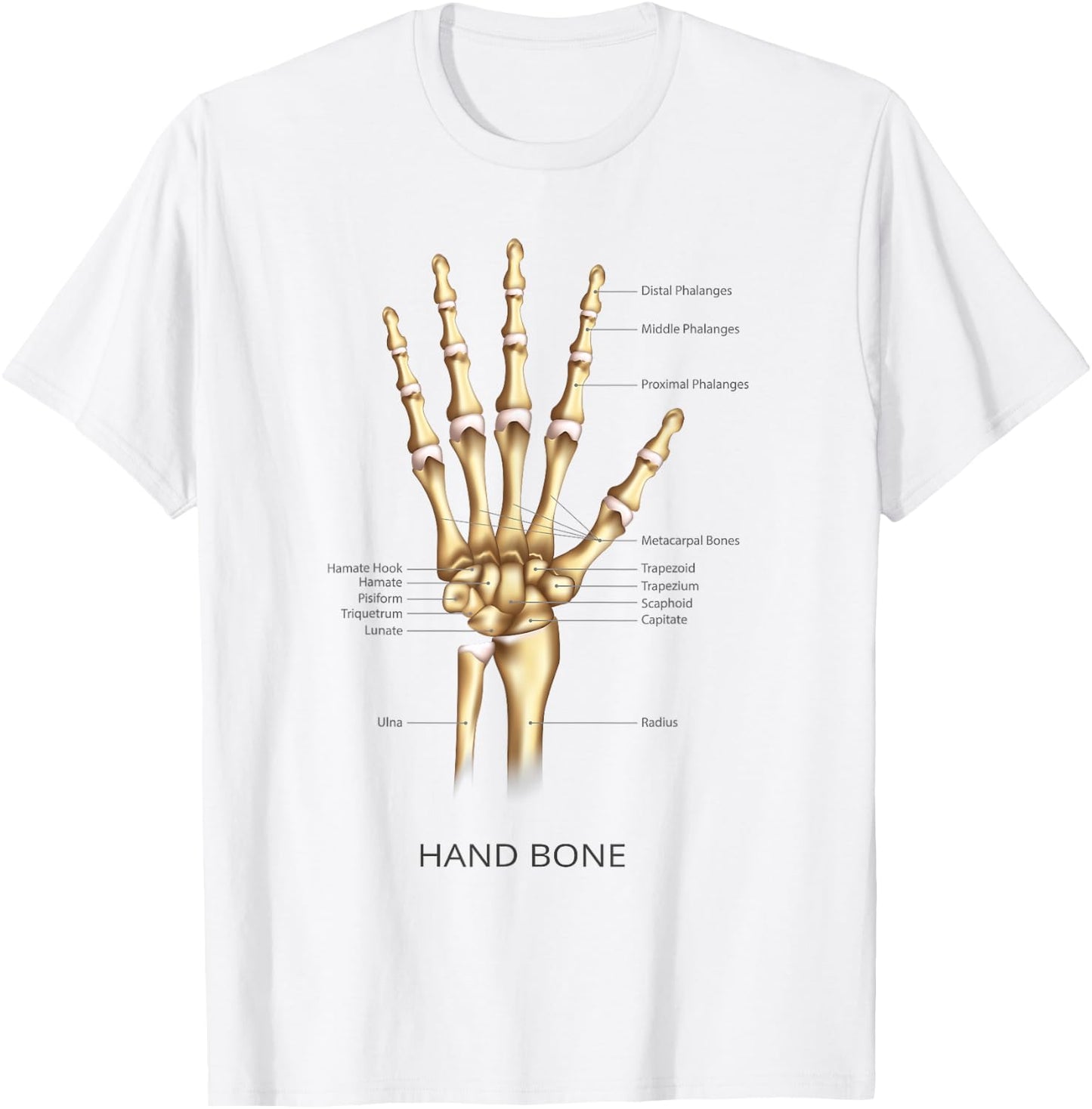 Funny Anatomy Hand Bone Human Anatomical Science Education T-Shirt - T-Shirt | White
