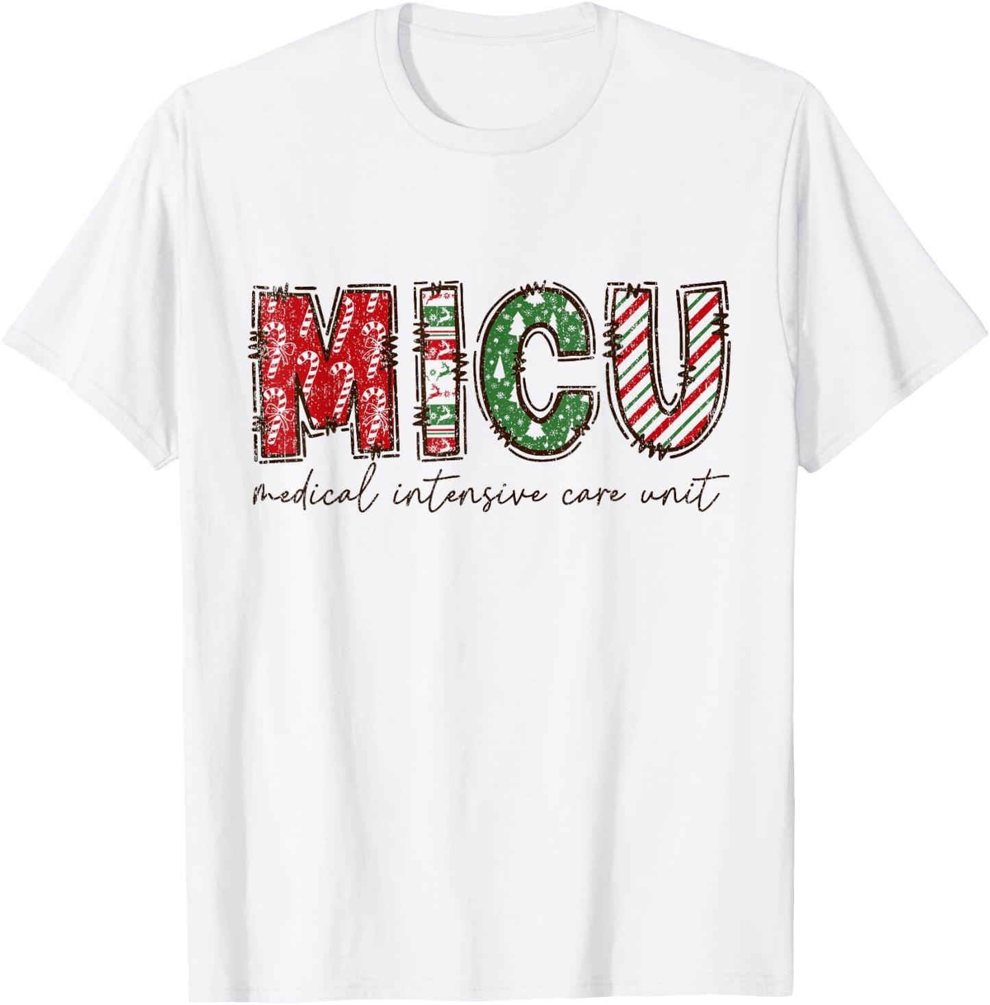 MICU Nurse Christmas , Christmas MICU Squad, Medical Icu Nur T-Shirt - T-Shirt | White
