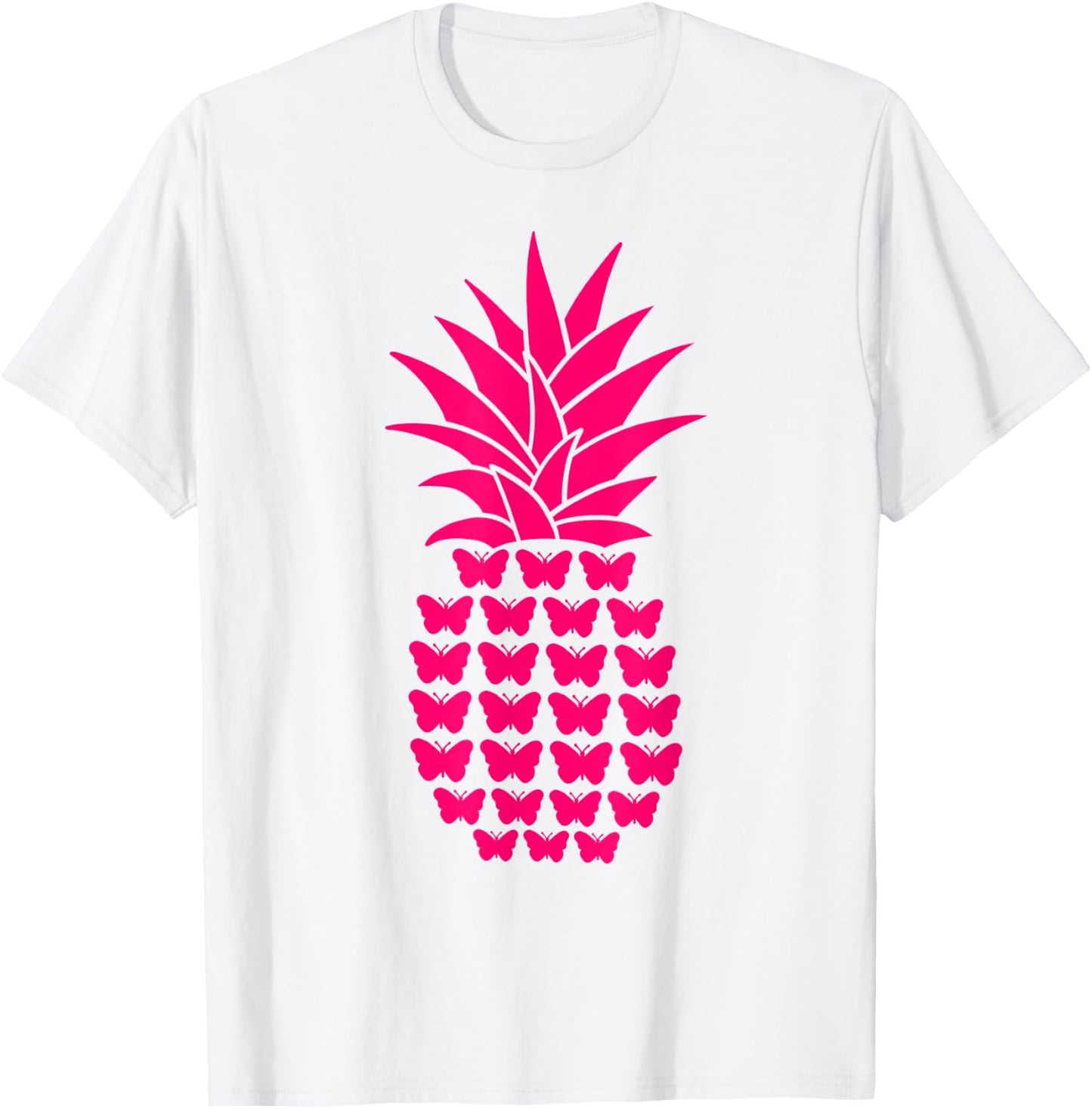 Aloha Tropical Beach Pineapple & Butterflies Summer Vacation Women T-Shirt - T-Shirt | White