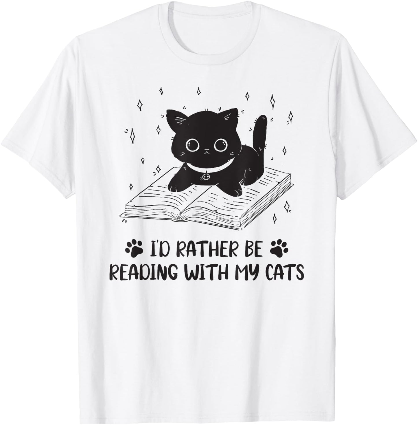 I'd rather be reading with my cat Book Nerd Librarian T-Shirt - T-Shirt | White