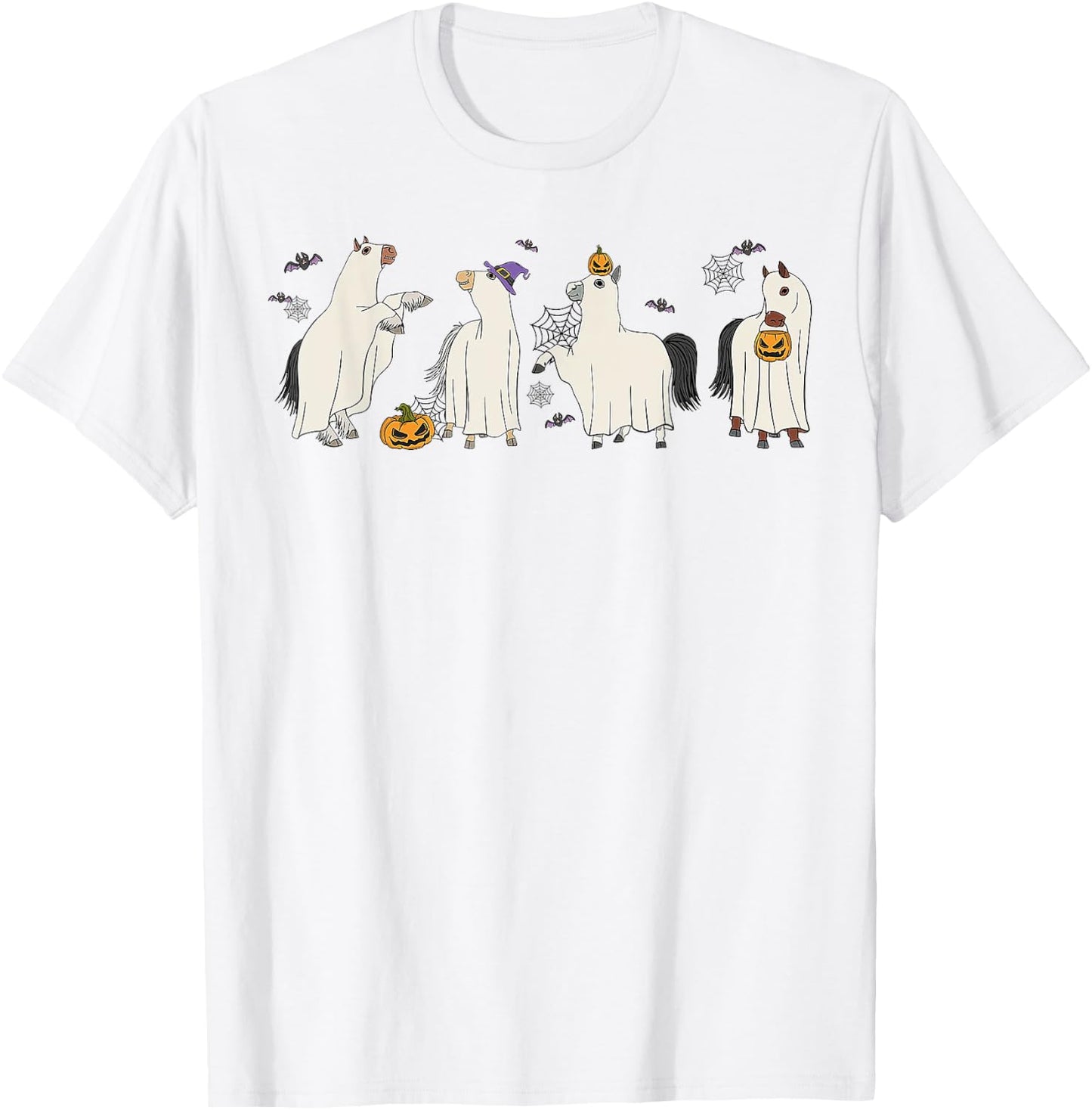 Horse Ghost Halloween Funny Horse Cute Halloween T-Shirt - T-Shirt | White