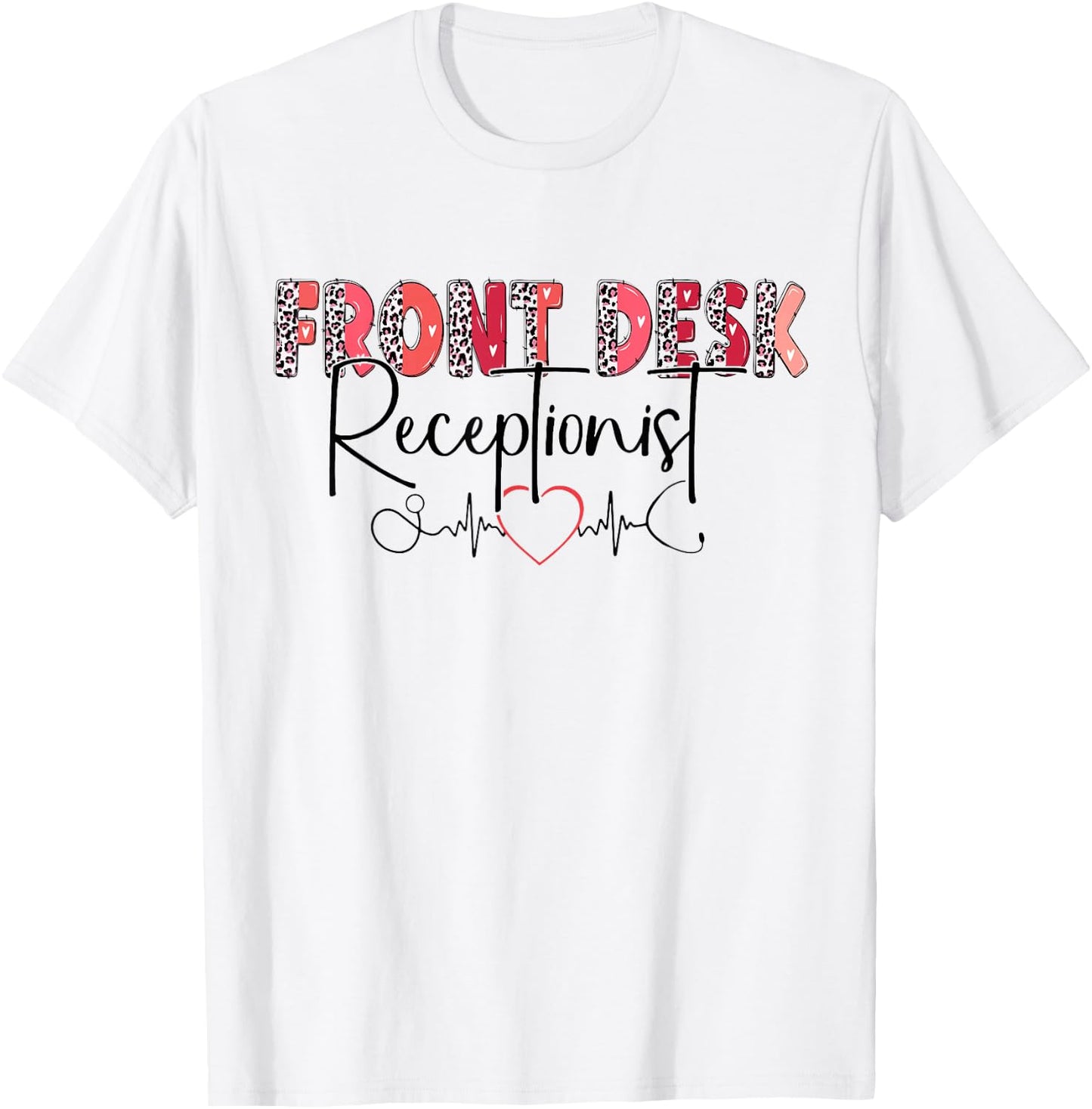 Front Receptionist Desk Valentines Day Hospital Nurse Office T-Shirt - T-Shirt | White