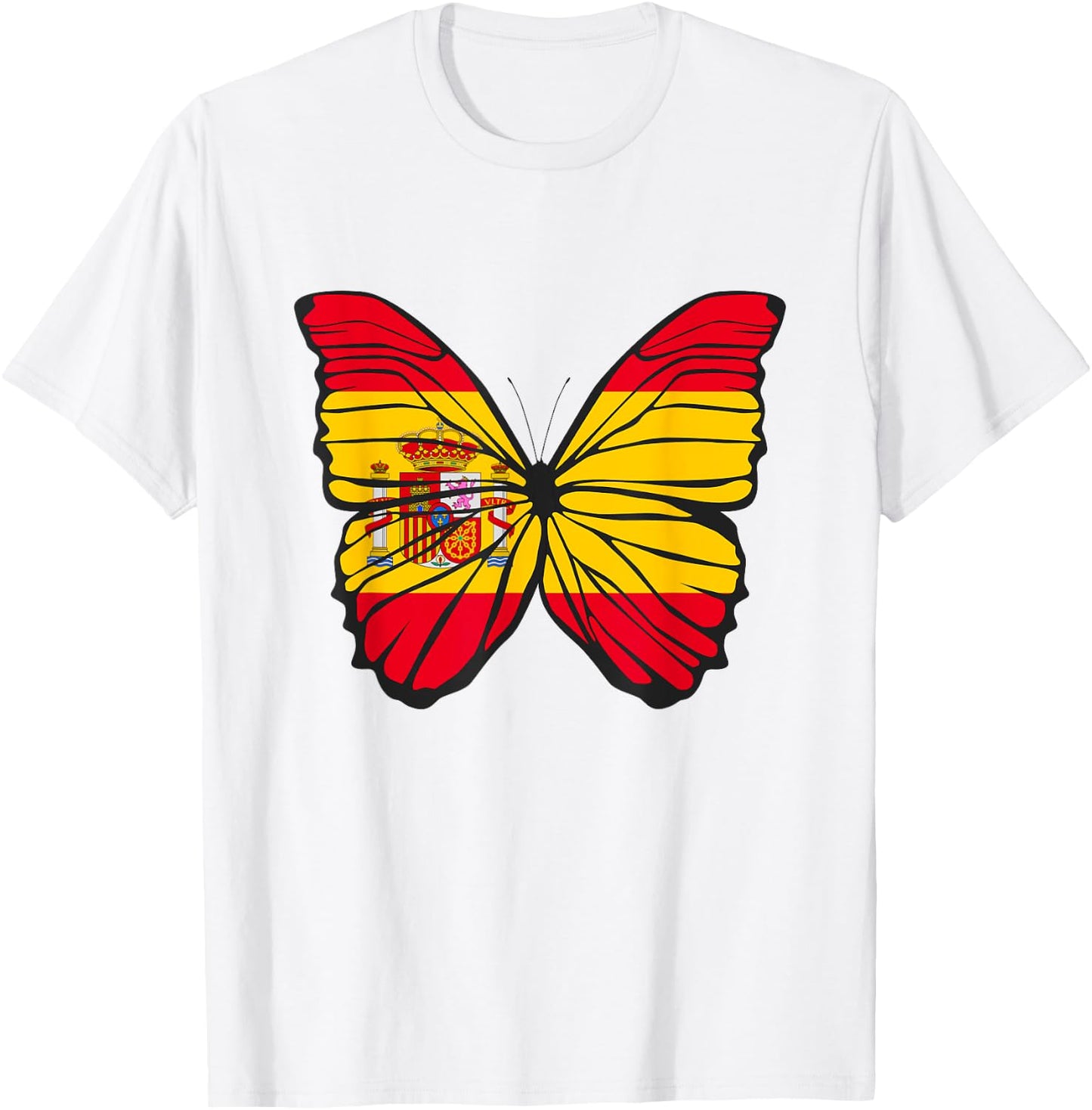 Butterfly Coloured Wings Flag Spain T-Shirt - T-Shirt | White