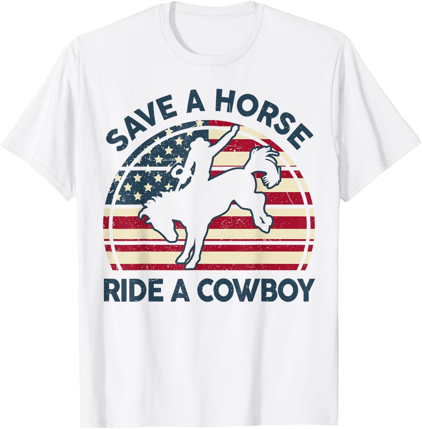 Rodeo Save Horse Ride Cowboy Men Women Funny Western Riding T-Shirt - T-Shirt | White