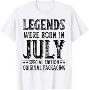 July Birthday Legends Were Born in July Funny Husband Dad T-Shirt - T-Shirt | White