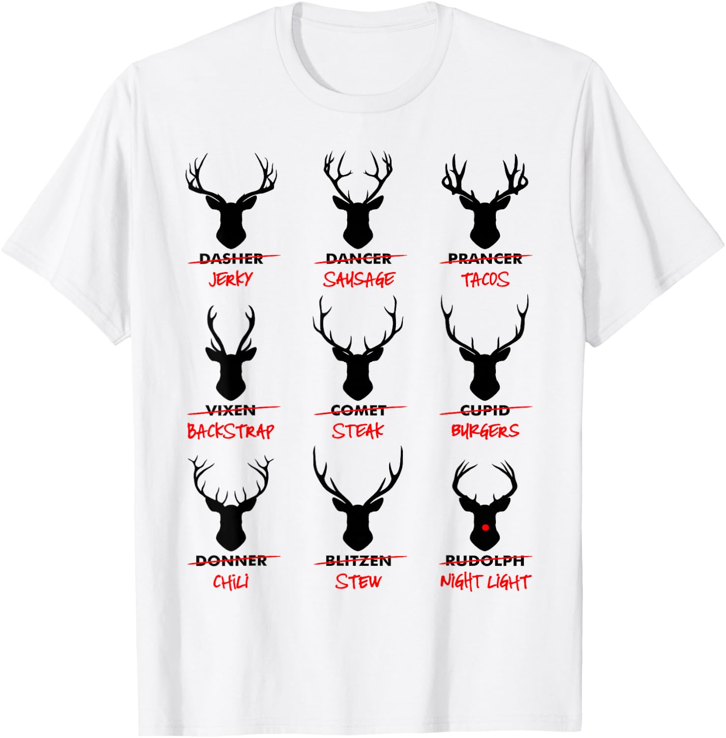 Funny Ugly Christmas Top Deer Hunter Santa's Reindeer Jerky T-Shirt - T-Shirt | White