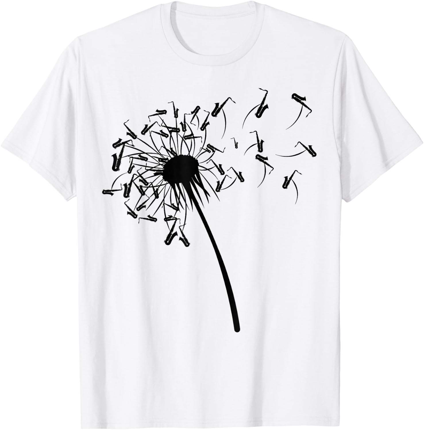 Dandelion Saxophone Shirt for Saxophonist | Saxophone T-Shirt - T-Shirt | White