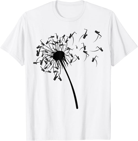 Dandelion Saxophone Shirt for Saxophonist | Saxophone T-Shirt - T-Shirt | White
