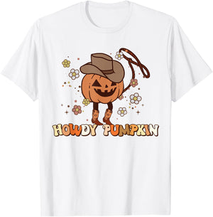 Howdy Pumpkin Rodeo Western Fall Southern Halloween T-Shirt - T-Shirt | White