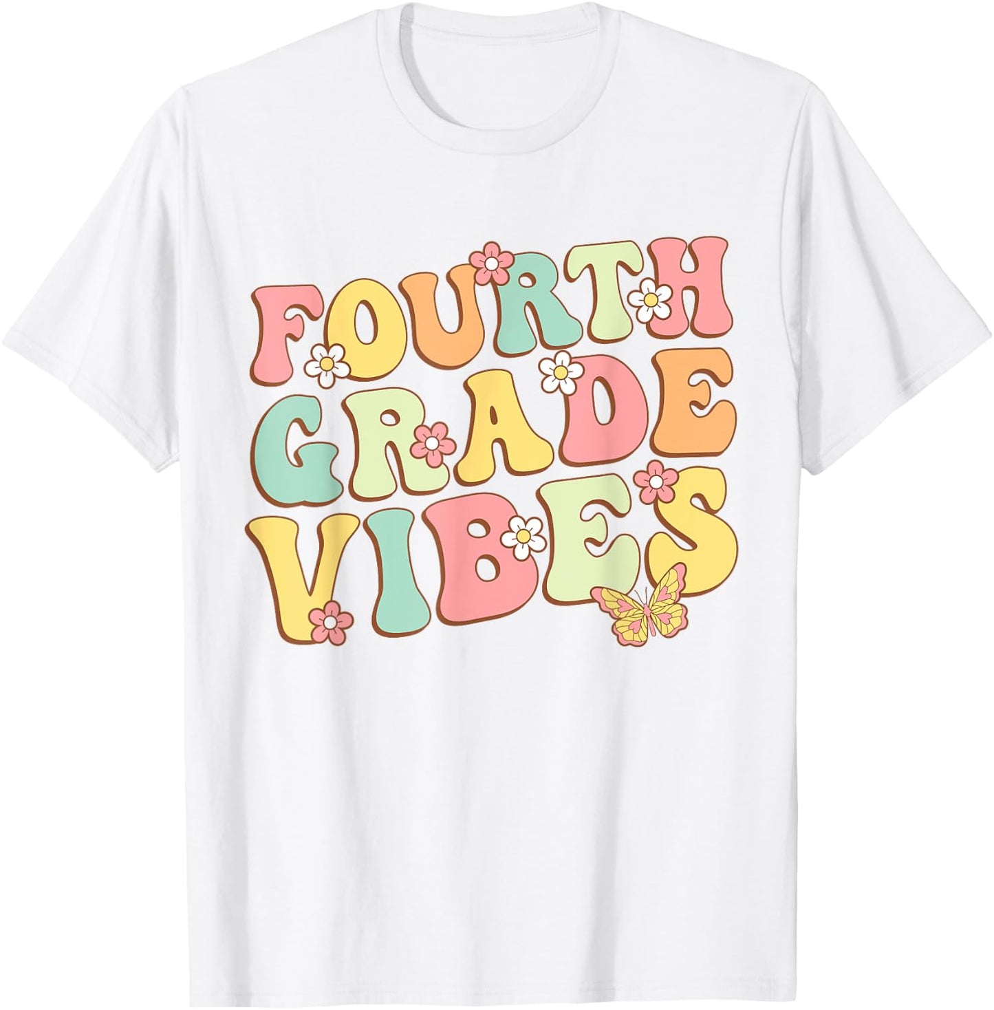 Fourth Grade Vibes Hello Team 4th Grade Teacher Kids Retro T-Shirt - T-Shirt | White