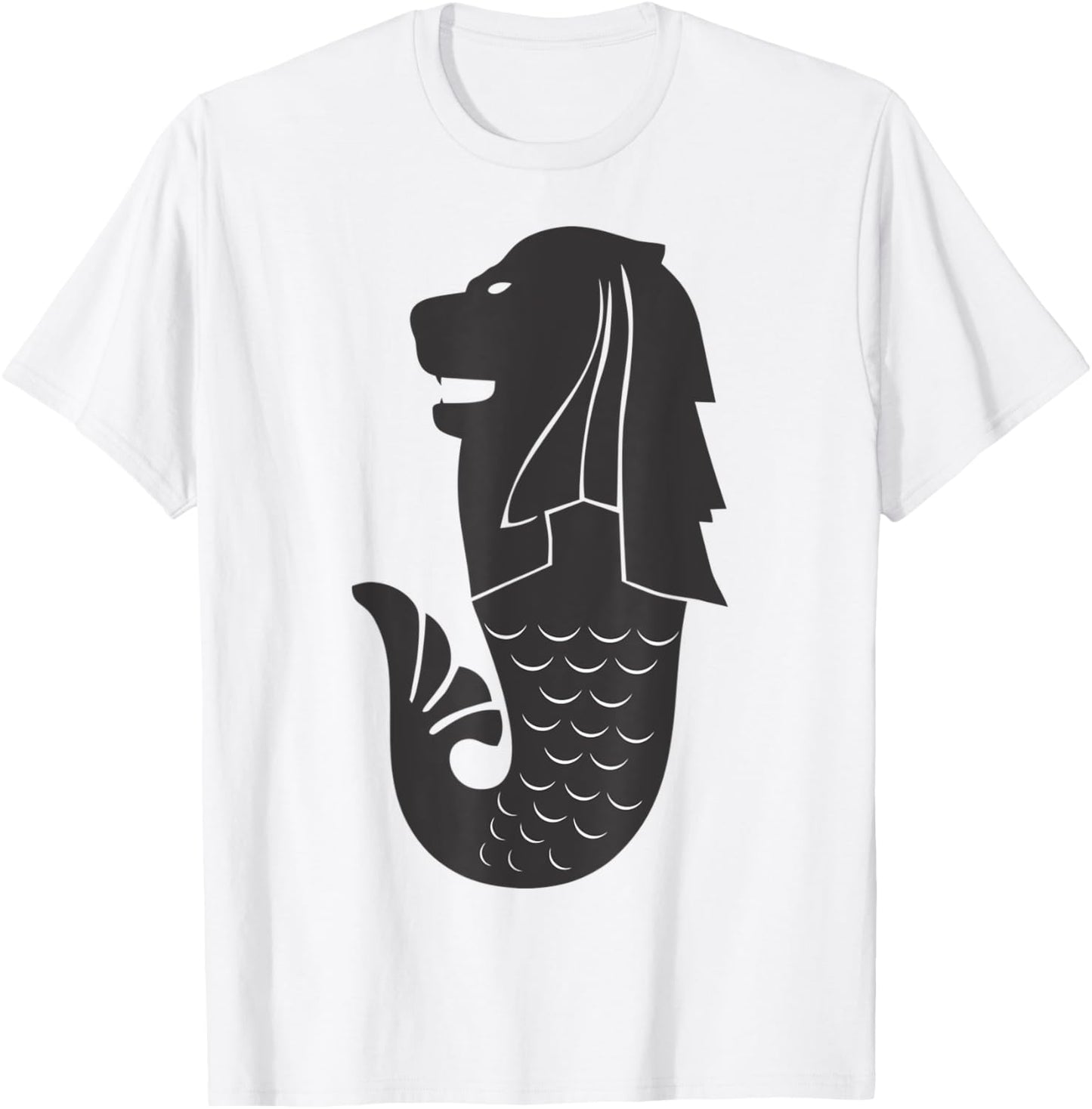 Merlion Vintage Distressed Style Design T-Shirt - T-Shirt | White