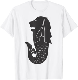 Merlion Vintage Distressed Style Design T-Shirt - T-Shirt | White
